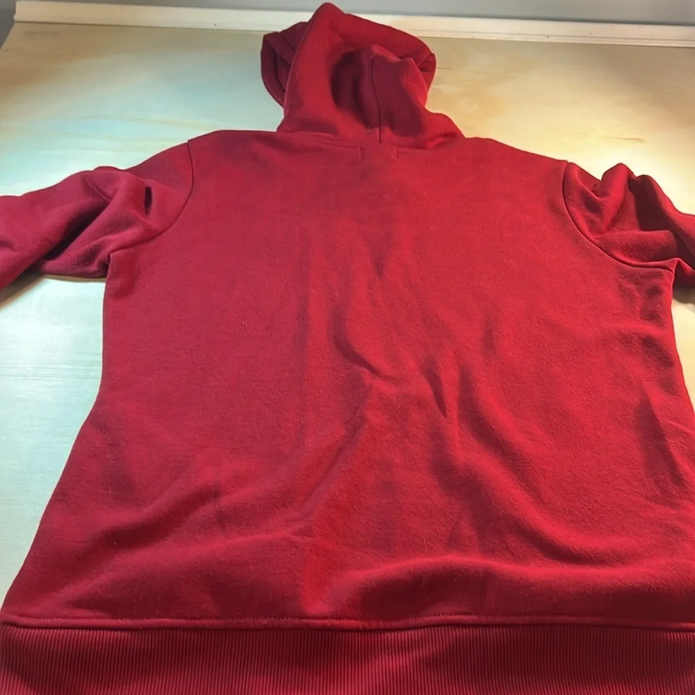 Red Hoodie Black Skull Graphic Sweatshirt. Sz L